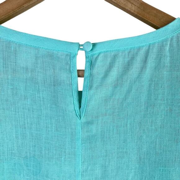 J.Crew Linen Lace Short Sleeve Tee Top in Mint Green, Size 2 - Picture 7 of 9